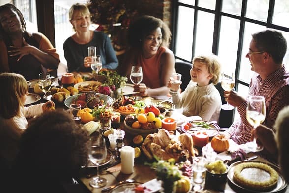 People Talking & Celebrating Thanksgiving Holiday Concept